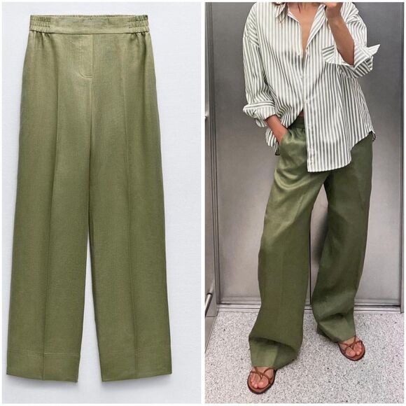 Zara Pants - ZARA 100% LINEN STRAIGHT LEG PANTS